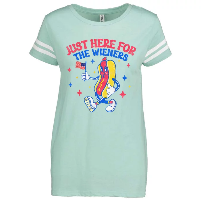 IM Just Here For The Wieners 4th Of July Hot Dog Enza Ladies Jersey Football T-Shirt