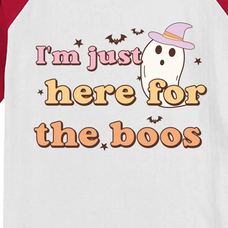 Im Just Here For The Boos Funny Gift Halloween Ghost Kids Colorblock Raglan Jersey