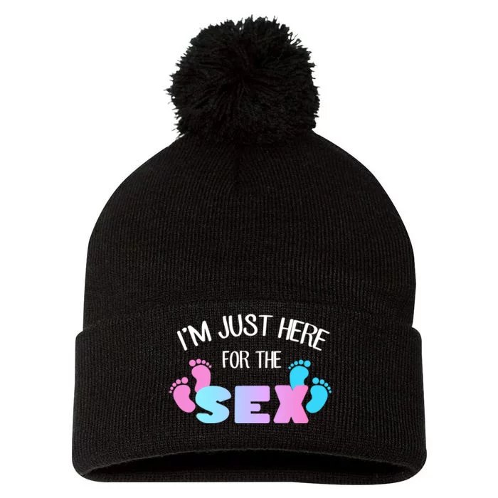 I'm Just Here For The Sex Gender Reveal Pom Pom 12in Knit Beanie