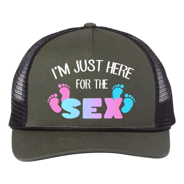 I'm Just Here For The Sex Gender Reveal Retro Rope Trucker Hat Cap