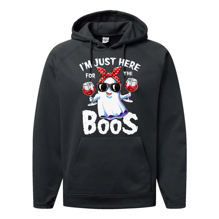 Im Just Here For The Boos Halloween Women Ghost Cute Funny Performance Fleece Hoodie