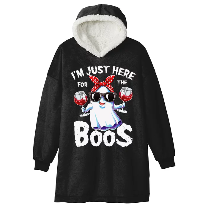 Im Just Here For The Boos Halloween Women Ghost Cute Funny Hooded Wearable Blanket