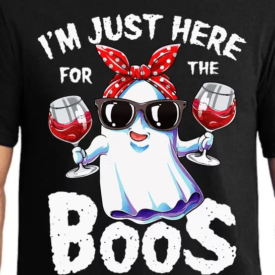 Im Just Here For The Boos Halloween Women Ghost Cute Funny Pajama Set