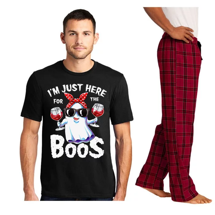 Im Just Here For The Boos Halloween Women Ghost Cute Funny Pajama Set