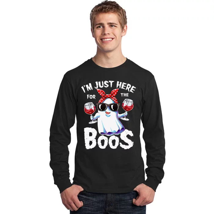 Im Just Here For The Boos Halloween Women Ghost Cute Funny Tall Long Sleeve T-Shirt