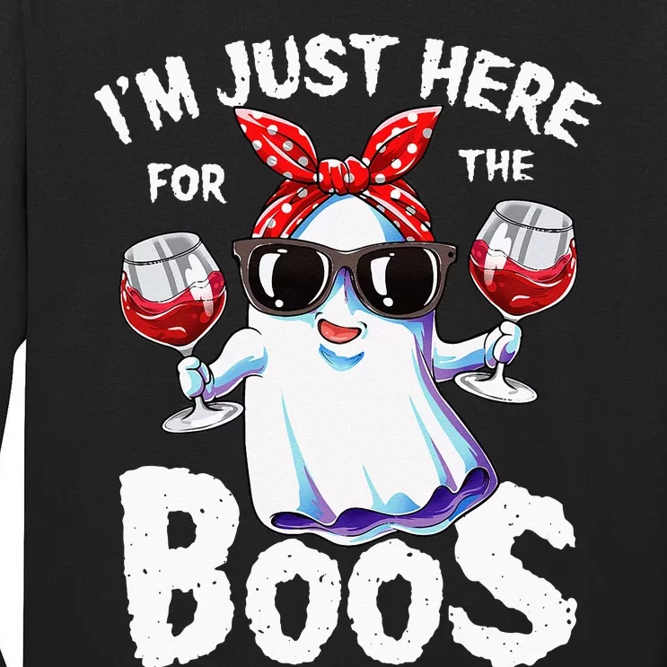 Im Just Here For The Boos Halloween Women Ghost Cute Funny Tall Long Sleeve T-Shirt