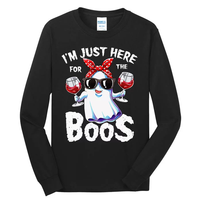 Im Just Here For The Boos Halloween Women Ghost Cute Funny Tall Long Sleeve T-Shirt