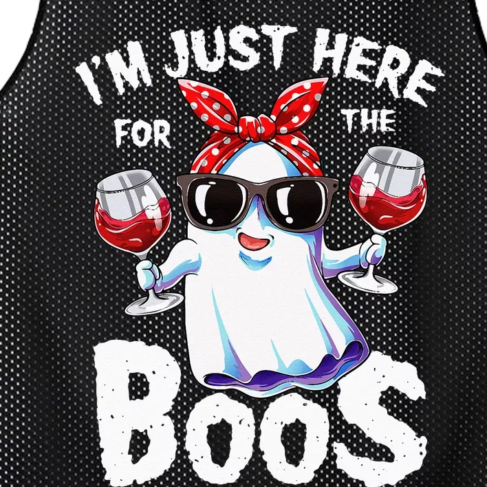 Im Just Here For The Boos Halloween Women Ghost Cute Funny Mesh Reversible Basketball Jersey Tank