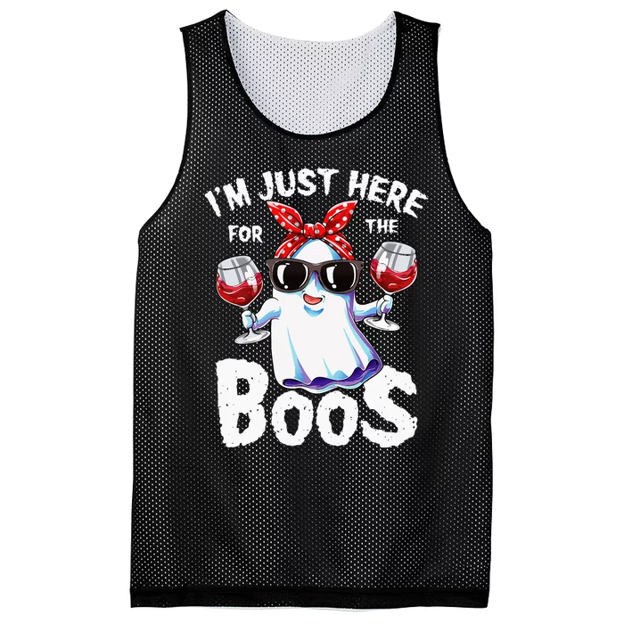 Im Just Here For The Boos Halloween Women Ghost Cute Funny Mesh Reversible Basketball Jersey Tank