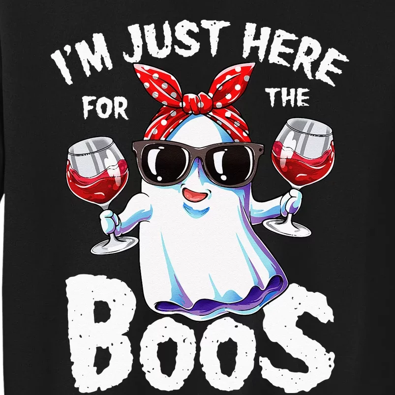 Im Just Here For The Boos Halloween Women Ghost Cute Funny Tall Sweatshirt