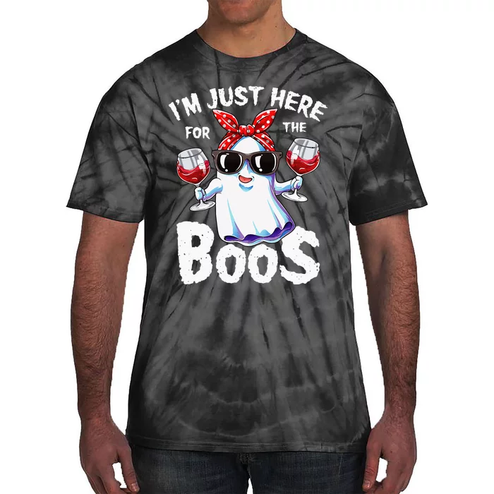 Im Just Here For The Boos Halloween Women Ghost Cute Funny Tie-Dye T-Shirt