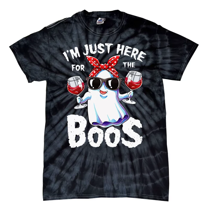 Im Just Here For The Boos Halloween Women Ghost Cute Funny Tie-Dye T-Shirt