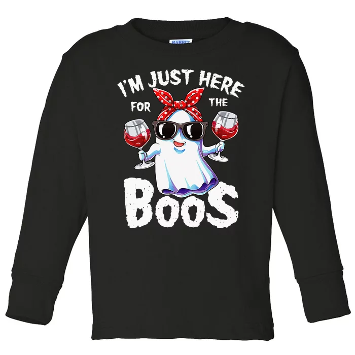 Im Just Here For The Boos Halloween Women Ghost Cute Funny Toddler Long Sleeve Shirt