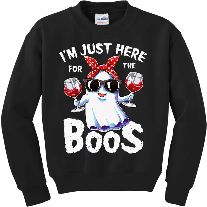 Im Just Here For The Boos Halloween Women Ghost Cute Funny Kids Sweatshirt