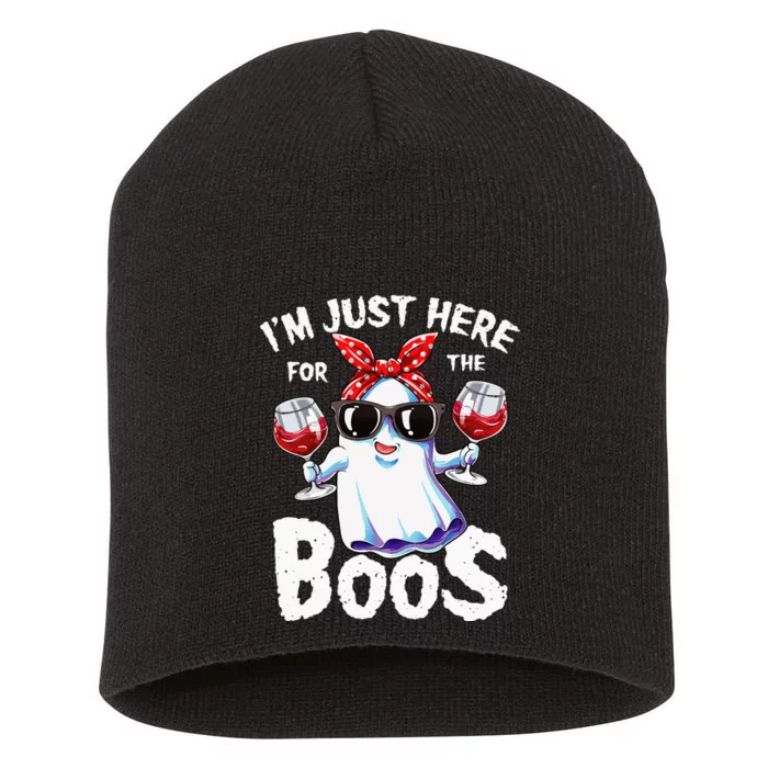 Im Just Here For The Boos Halloween Women Ghost Cute Funny Short Acrylic Beanie