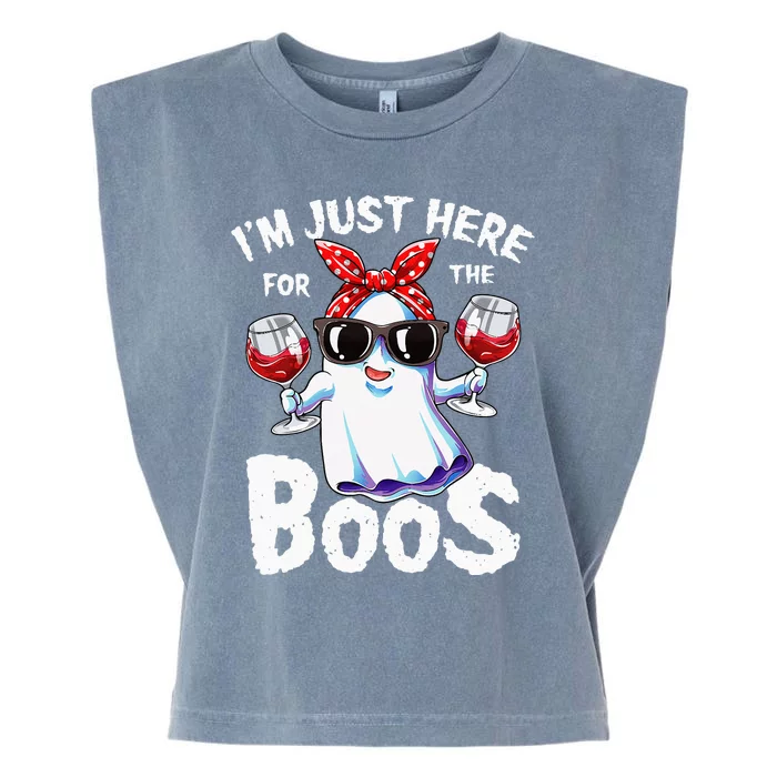 Im Just Here For The Boos Halloween Women Ghost Cute Funny Garment-Dyed Women's Muscle Tee