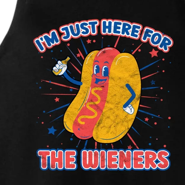 IM Just Here For The Wieners Hot Dog Patriotic 4th Of July Gift Ladies Tri-Blend Wicking Tank