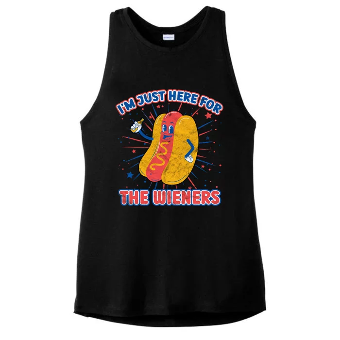 IM Just Here For The Wieners Hot Dog Patriotic 4th Of July Gift Ladies Tri-Blend Wicking Tank