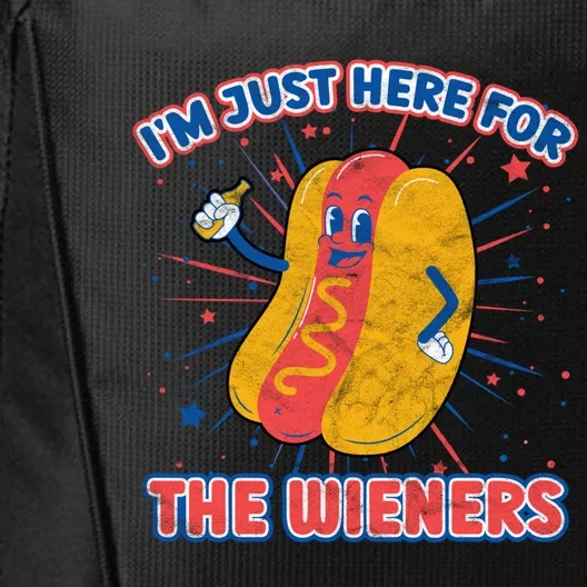 IM Just Here For The Wieners Hot Dog Patriotic 4th Of July Gift City Backpack