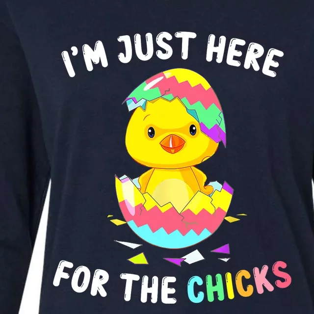 Im Just Here For The Chicks Cute Chick Egg Happy Easter Day Womens Cotton Relaxed Long Sleeve T-Shirt