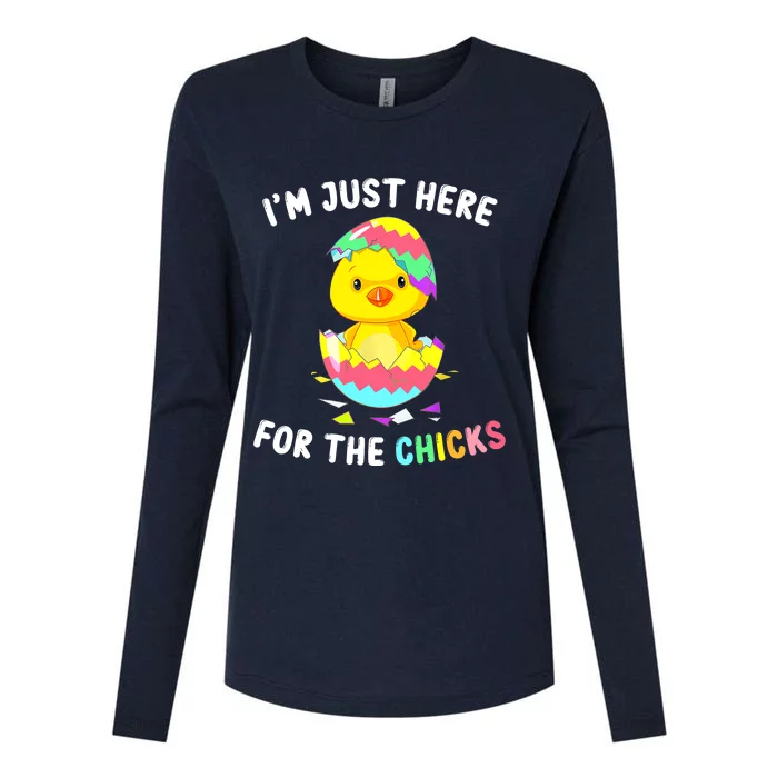 Im Just Here For The Chicks Cute Chick Egg Happy Easter Day Womens Cotton Relaxed Long Sleeve T-Shirt