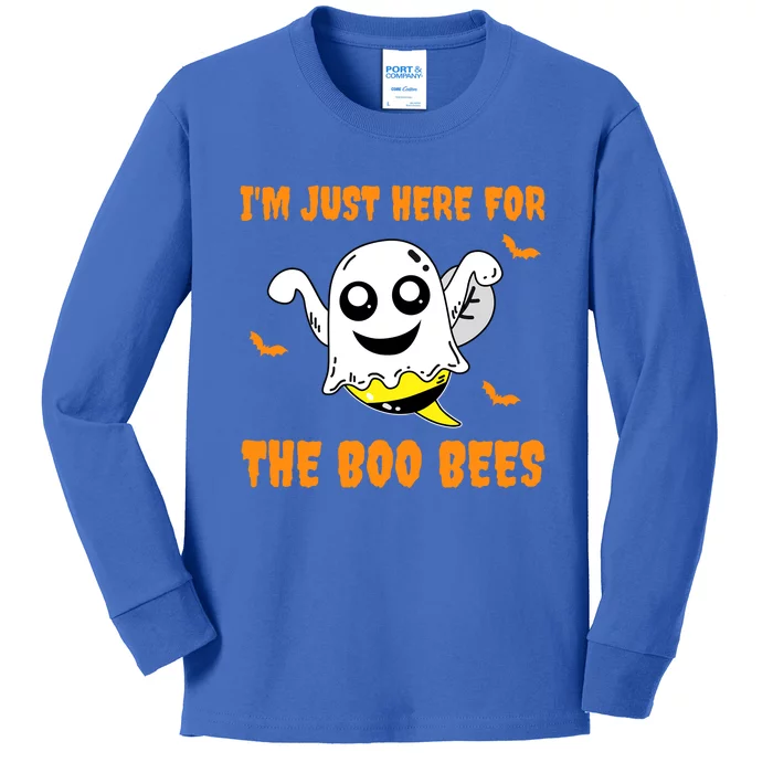 Im Just Here For The Boo Bees Halloween Gift Kids Long Sleeve Shirt