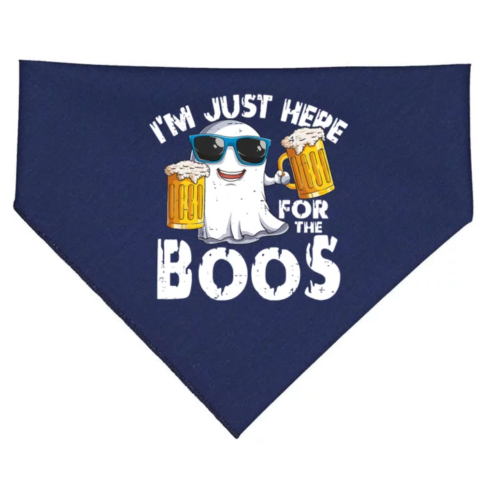 Im Just Here For The Boos Beer Ghost Halloween USA-Made Doggie Bandana