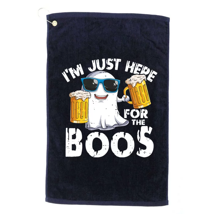 Im Just Here For The Boos Beer Ghost Halloween Platinum Collection Golf Towel