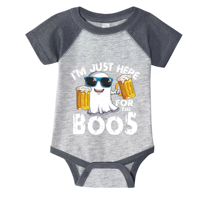 Im Just Here For The Boos Beer Ghost Halloween Infant Baby Jersey Bodysuit