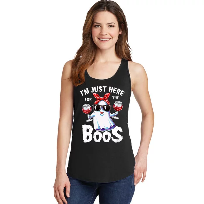 IM Just Here For The Boos Funny Halloween Ghost Cute Women Ladies Essential Tank