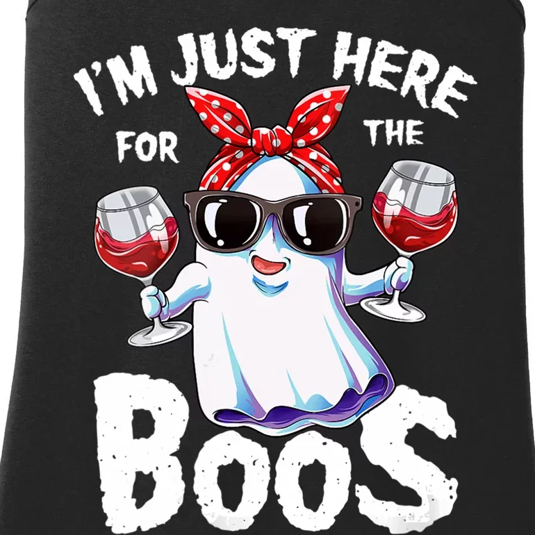 IM Just Here For The Boos Funny Halloween Ghost Cute Women Ladies Essential Tank