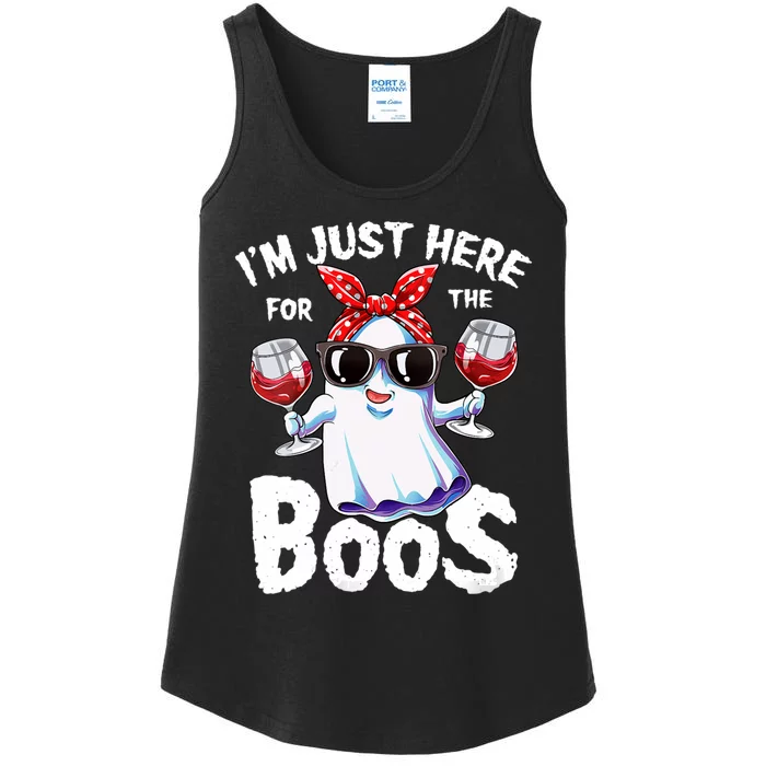 IM Just Here For The Boos Funny Halloween Ghost Cute Women Ladies Essential Tank