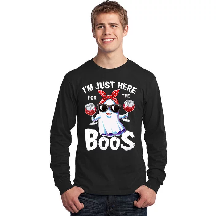 IM Just Here For The Boos Funny Halloween Ghost Cute Women Tall Long Sleeve T-Shirt