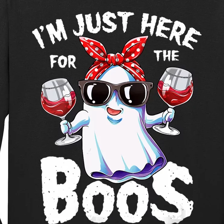 IM Just Here For The Boos Funny Halloween Ghost Cute Women Tall Long Sleeve T-Shirt