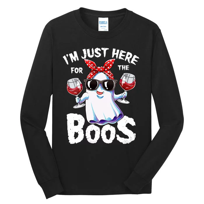 IM Just Here For The Boos Funny Halloween Ghost Cute Women Tall Long Sleeve T-Shirt