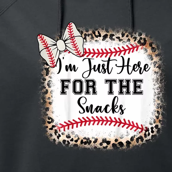 Im Just Here For The Snack Baseball Sister Baby Girl Performance Fleece Hoodie