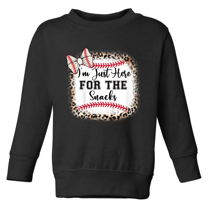 Im Just Here For The Snack Baseball Sister Baby Girl Toddler Sweatshirt