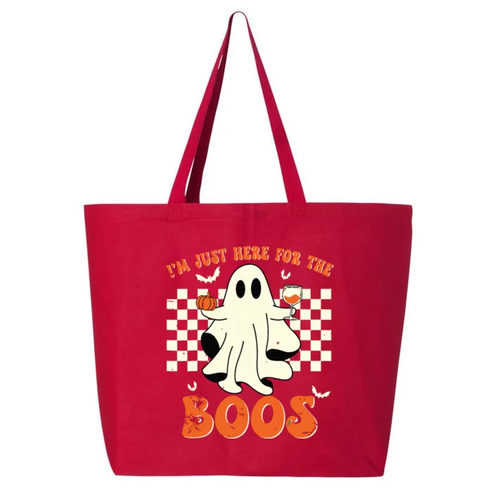 IM Just Here For The Boos Ghost Retro Groovy Halloween 25L Jumbo Tote