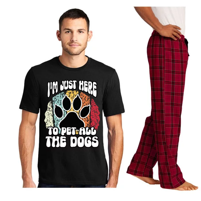 I'm Just Here To Pet All The Dogs Funny Dog Lover Cute Cool Pajama Set