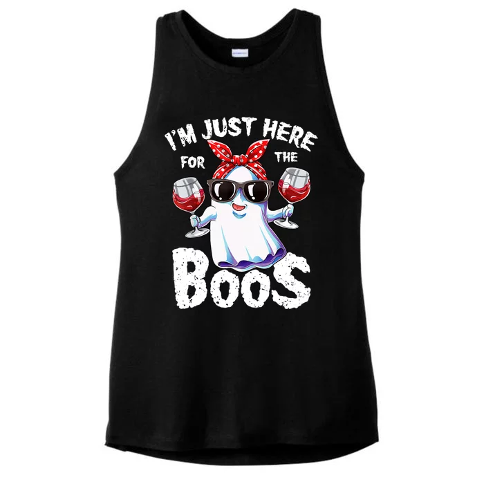 Im Just Here For The Boos Wine Funny Gift Ladies Tri-Blend Wicking Tank