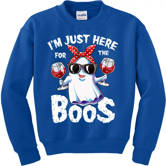 Im Just Here For The Boos Wine Funny Gift Kids Sweatshirt