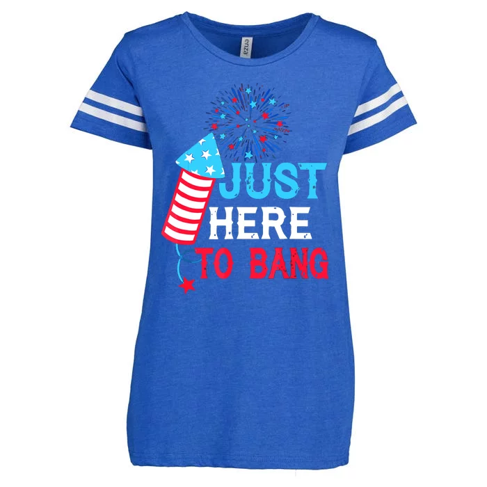 I'm Just Here To Bang Funny 4th July American Flag Enza Ladies Jersey Football T-Shirt