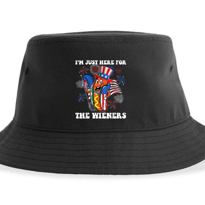 Im Just Here For The Wieners 4Th Of July Hot Dog Sustainable Bucket Hat