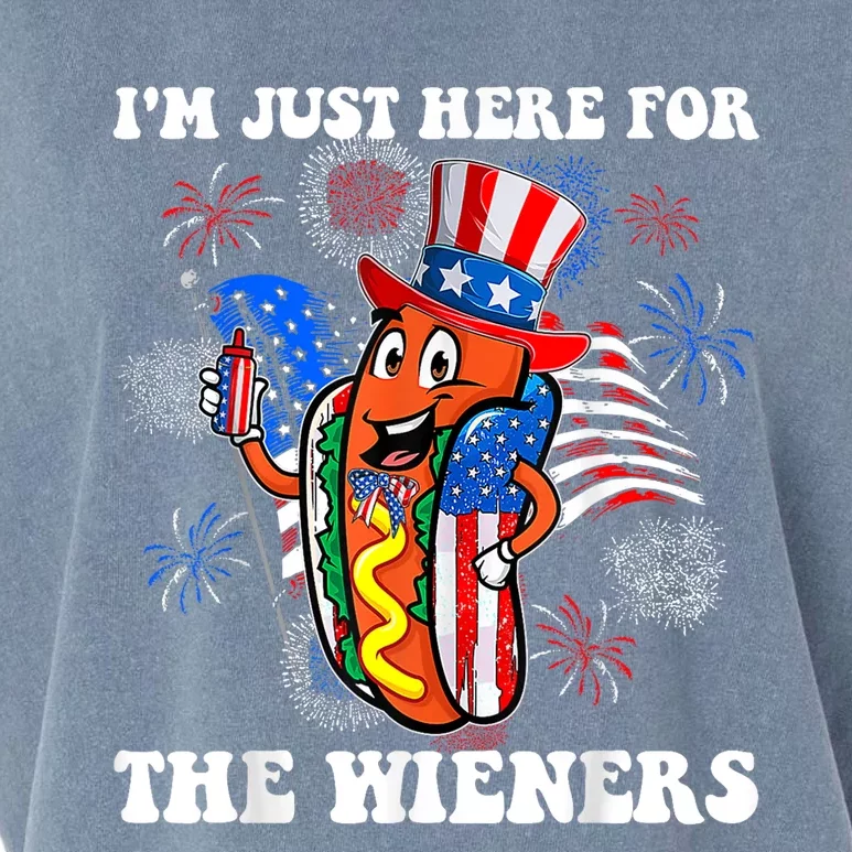 Im Just Here For The Wieners 4Th Of July Hot Dog Garment-Dyed Women's Muscle Tee