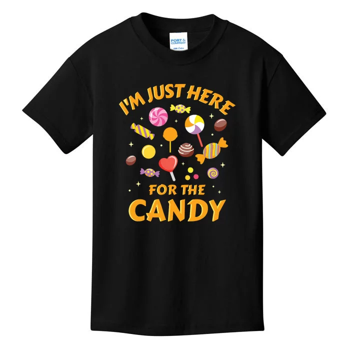 Im Just Here For The Candy Funny Halloween Kids T-Shirt