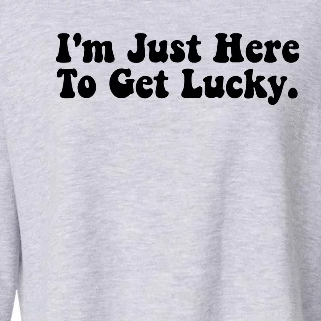 IM Just Here To Get Lucky Funny St. PatrickS Day Cropped Pullover Crew