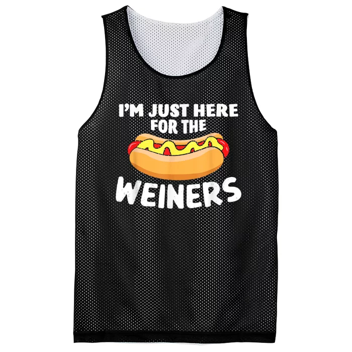 Im Just Here For The Wieners 4th Of July Funny Hot Dog Mesh Reversible Basketball Jersey Tank