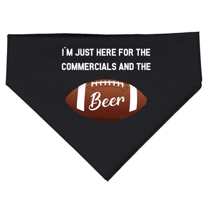 I'm Just Here For The Commercials And Beer Gift Football Gift USA-Made Doggie Bandana