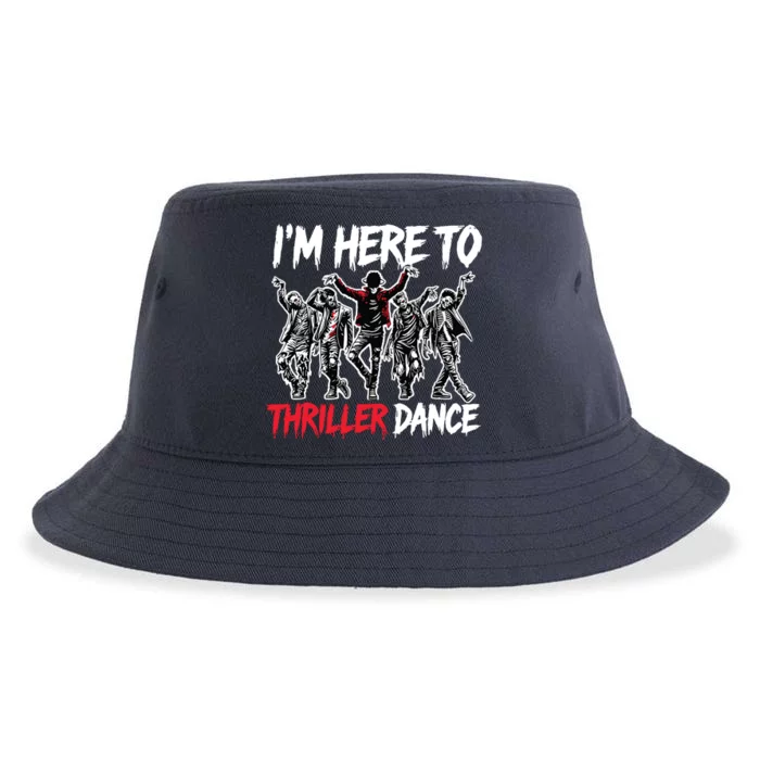 IM Just Here To Thriller Dance Funny Halloween Zombie Party Sustainable Bucket Hat