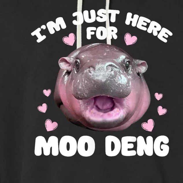 IM Just Here For The Moo Deng Garment-Dyed Fleece Hoodie